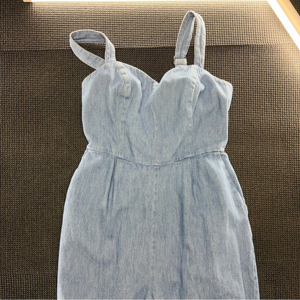 Light Blue Denim One-Piece Jumpsuit for Kids